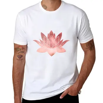 Новая футболка с цветком лотоса|розовой |акварельной текстурой, эстетичная одежда, футболка оверсайз, мужские футболки большого и высокого роста